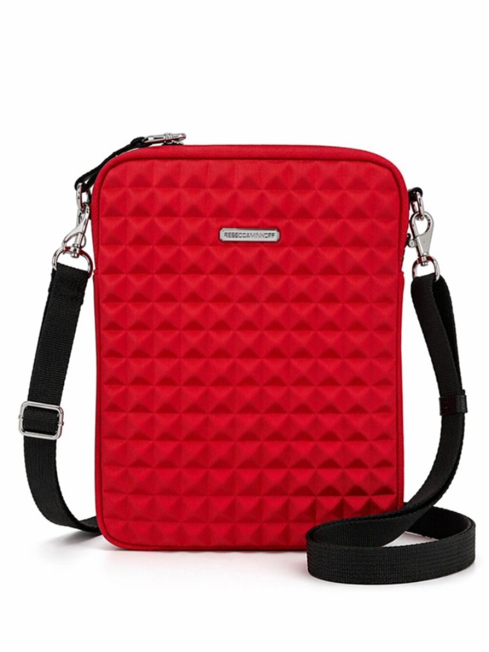 REBECCA MINKOFF Red Neoprene Pyramid Stud iPad Tablet Case Bag